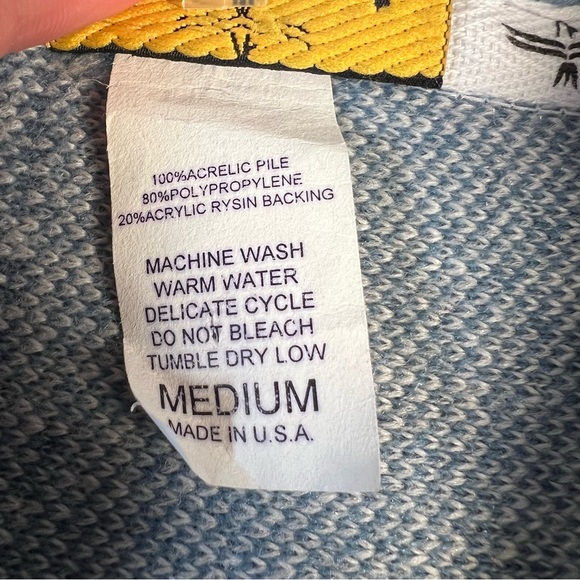 Vintage Coastal Cardigan Sweater Jacket Fleece Zip Up Lighthouse Made in USA Med - Picture 3 of 12